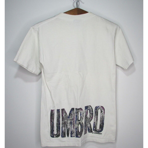 Men's Vintage Umbro White Graphic Short Sleeve T-shirt Size Small Made In USA - Picture 3 of 6